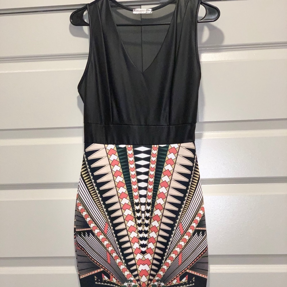 V-Neck| Black Knee-Length| Bodycon Dress